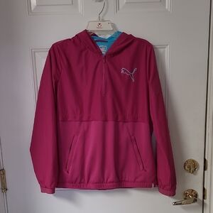 Puma Women's Magenta Hooded Half-Zip Jacket with Turquoise Lining
